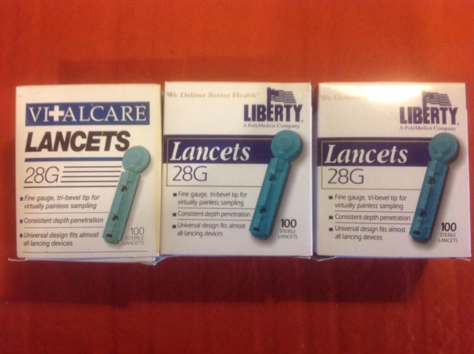 300 - 28 ga Lancets 3x100 Liberty + Vitalcare Unopened