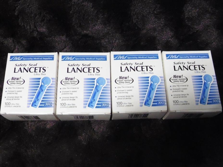 400 Specialty Medical Supplies Lancets Ultra Thin 30G - 4 Boxes of 100 Exp 03/16