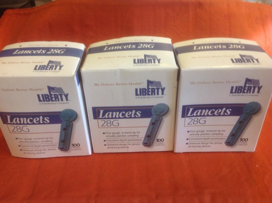 300 - 28 ga  Lancets 3x100 Unopened Liberty