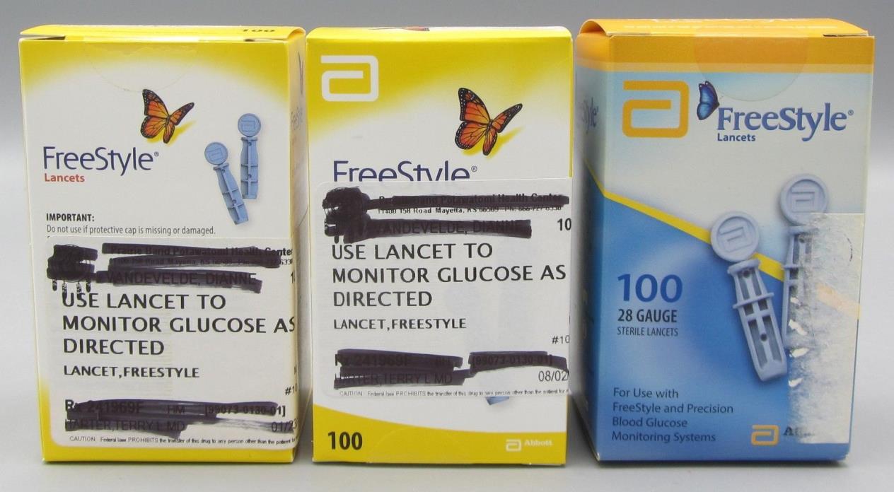 Lot of LANCETS 3 Boxes Freestyle (3 x 100) = 300 total 2021 2022 2023