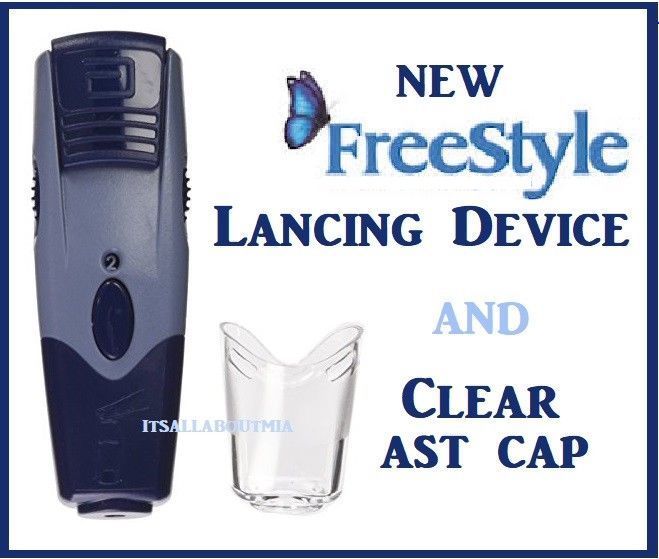 NEW FREESTYLE Lancing Device with SOLID & CLEAR AST CAP,  ABBOTT