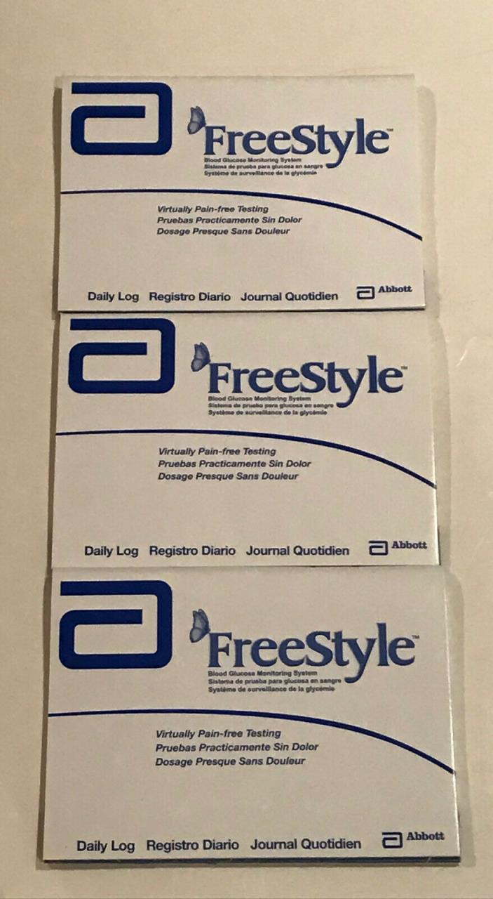 3 Pack FREESTYLE Blood Glucose Sugar Logbook Diary Booklets Diabetes Diabetic