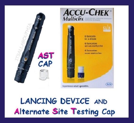 New Accu-Chek MULTICLIX Lancing Device,12 Sealed Lancets & Clear AST Cap