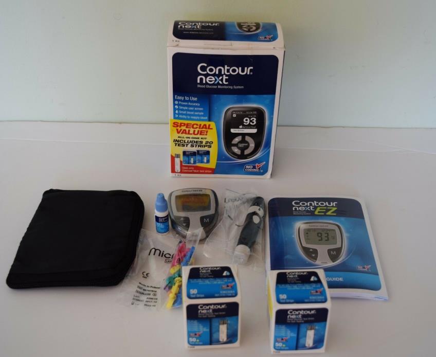 CONTOUR NEXT BLOOD GLUCOSE MONITORING SYSTEM + 100 TEST STRIPS BAYER ASCENSIA