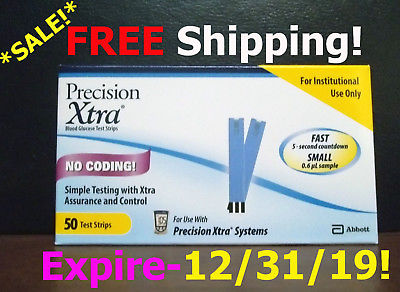 50 Precision Xtra Diabetic Test Strips-(1 Box@50 Count)-Exp-12/31/19! **SALE**