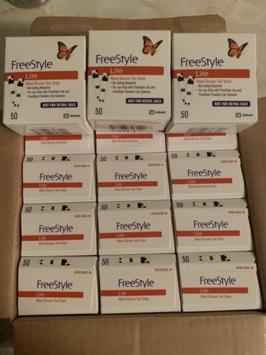 15 Boxes Of 50 Freestyle Lite Glucose Test 750 Strips Total Exp 08/31/2020