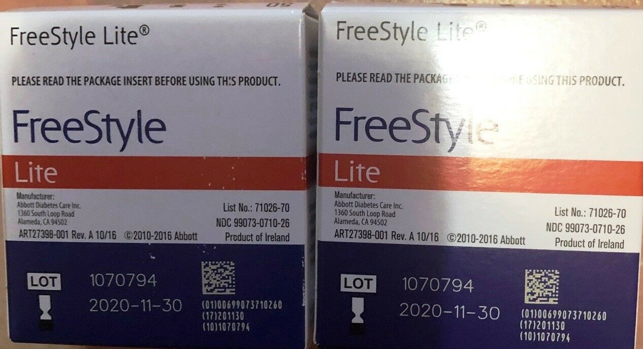 2 (50 in each) Boxes FREESTYLE LITE Blood Glucose Test Strips