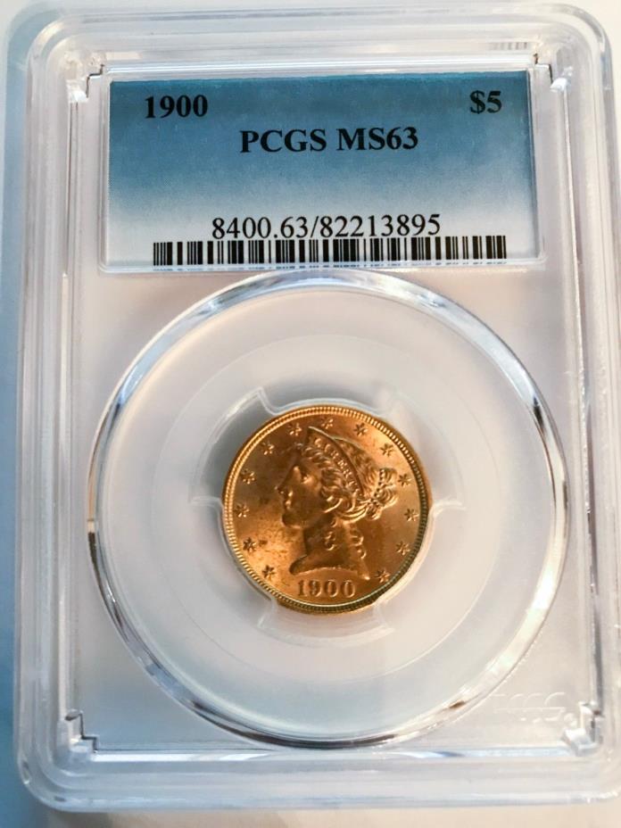 1900 $5 Liberty Head Gold PCGS MS63