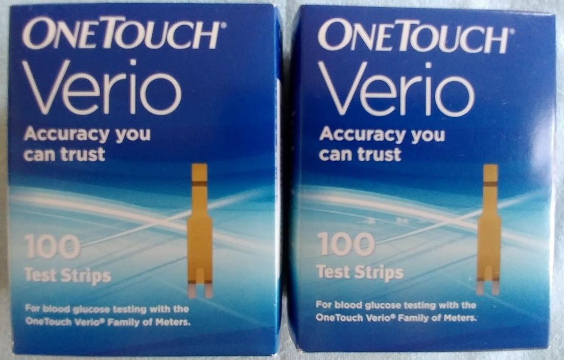 200 One Touch Verio Test Strips (2 boxes of 100 Ct.) Exp 2020-01-31