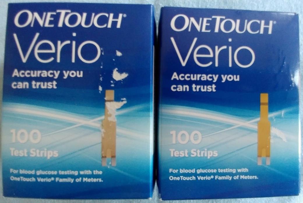 200 One Touch Verio Test Strips (2 boxes of 100 Ct.) Exp 2019-09-30 & 2019-11-30