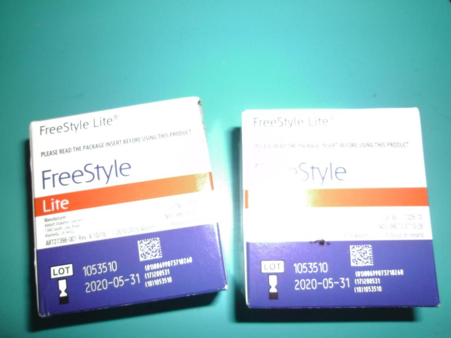 100 FreeStyle Lite Glucose Blood Test Strips Expires 2020-03-31