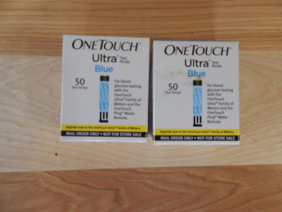100 One Touch Ultra Blue Retail Diabetic Test Strips 2/2019  Sealed *