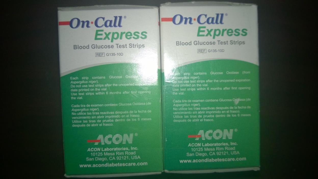 Acon On Call Express 2 Boxes of 50 Test Strips  Exp 2019