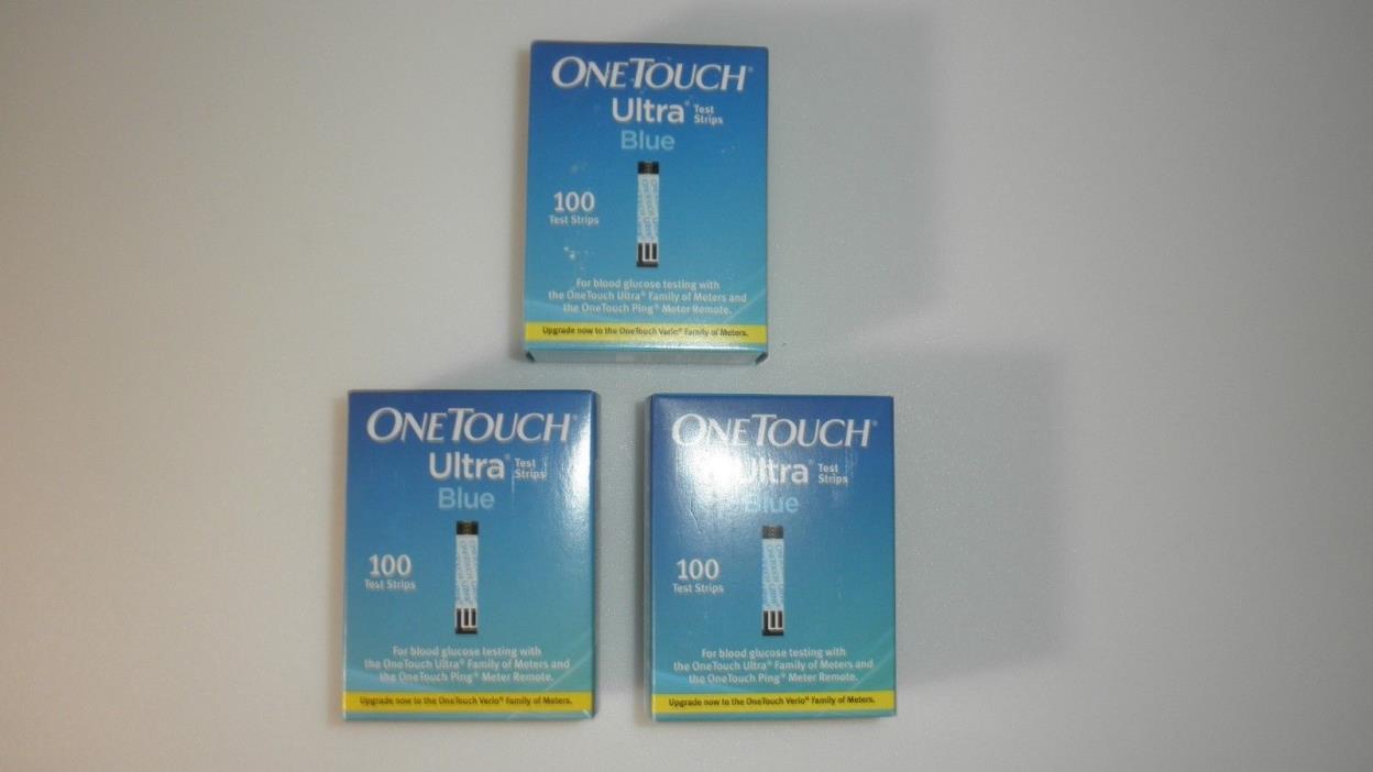 NEW & SEALED!! (3) OneTouch Ultra Blue Diabetic Test Strips (300 Test Strips)