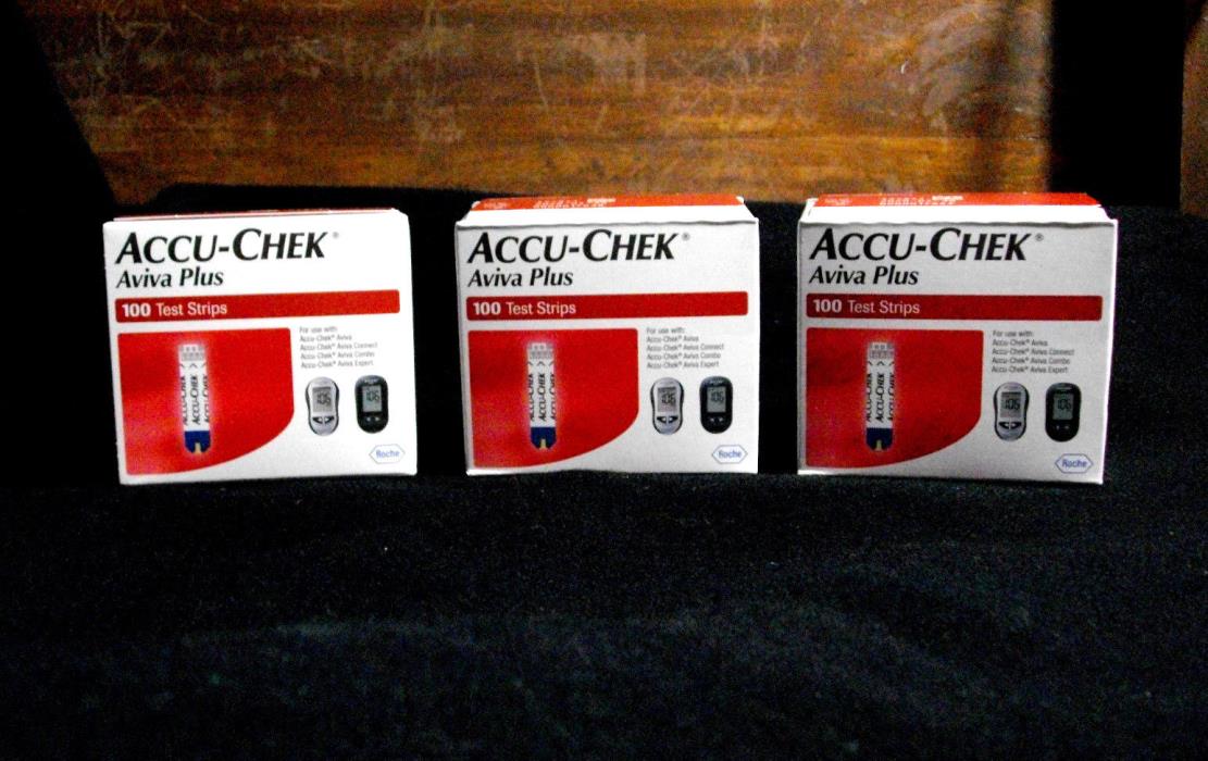 Accu-Chek Aviva Plus Blood Glucose Test Strips (3) 100ct. Boxes Exp. 4/30/2020