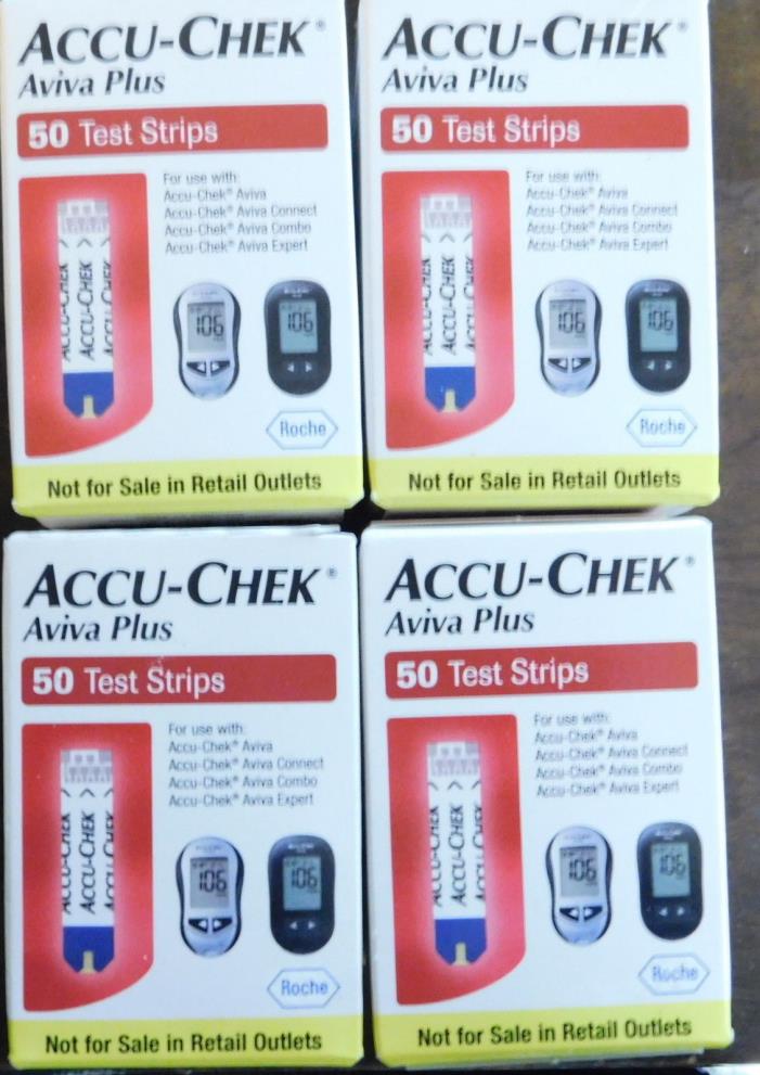 200 Accu-Chek Aviva Plus test strips, (4 boxes of 50)  Exp 4/31/2020, sealed
