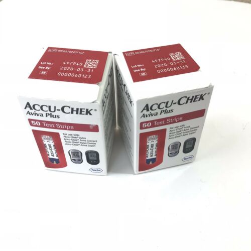 100 Accu-Chek Aviva Plus Diabetic Test Strips Mint Retail Box Expire 2020