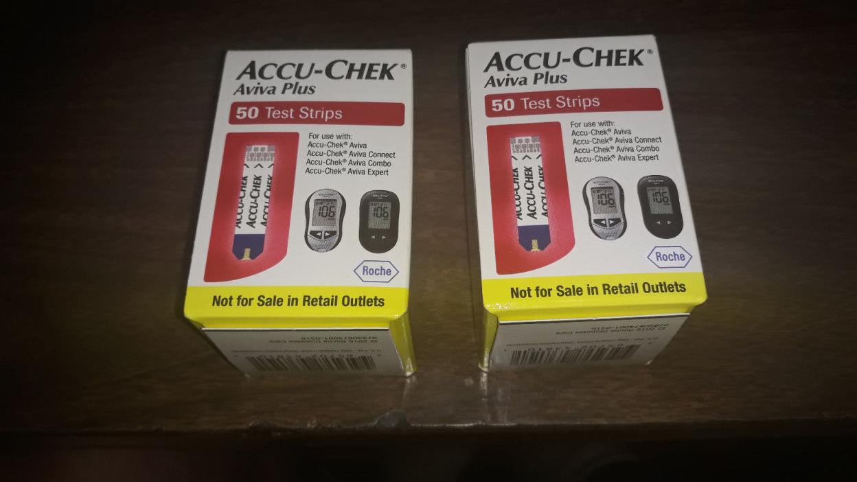 100 ACCU-CHEK Aviva Plus glucose test strips. FREE SHIPPING Exp. 12-31-2019