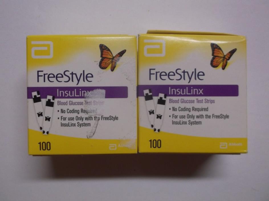 FreeStyle Insulinx Blood Glucose Diabetic Test Strips 200 Strips 2x100 EXP 7/17