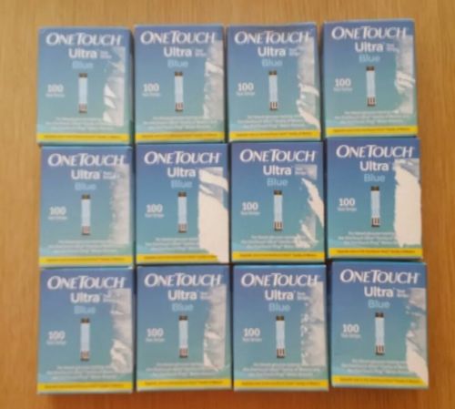 Listing for 12 boxes of One Touch Ultra Blue Test Strips 100 count BRAND NEW!