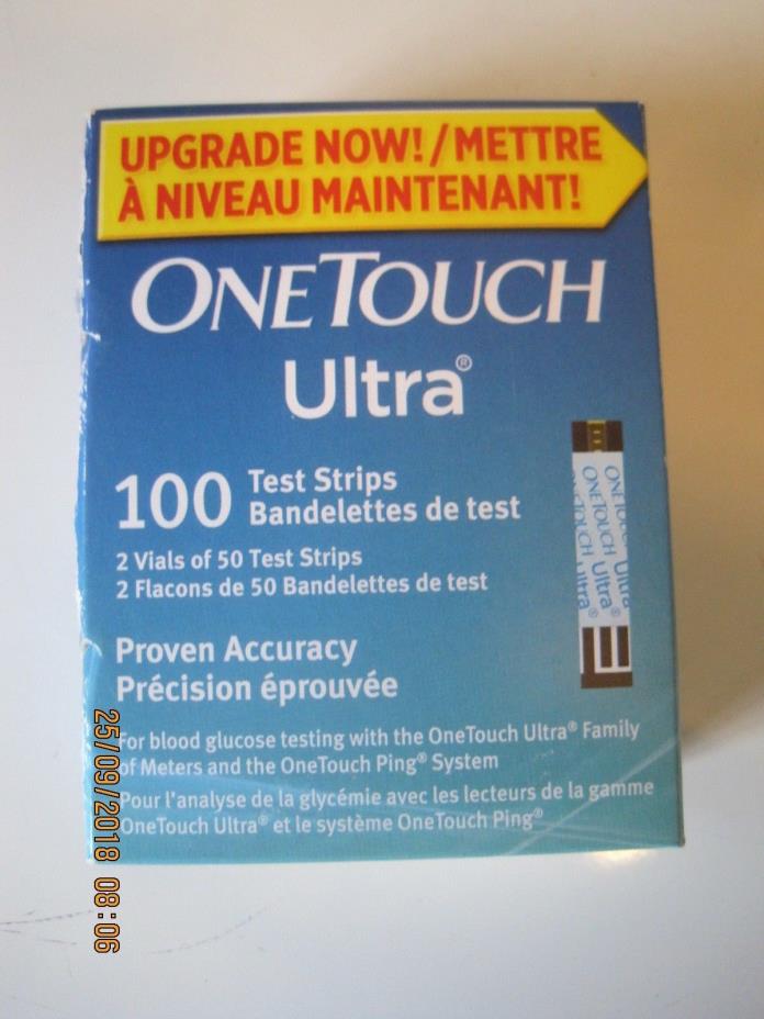 100 One Touch Ultra Test Strips (Exp 03/2019) & 100 Ultra Soft Lancets