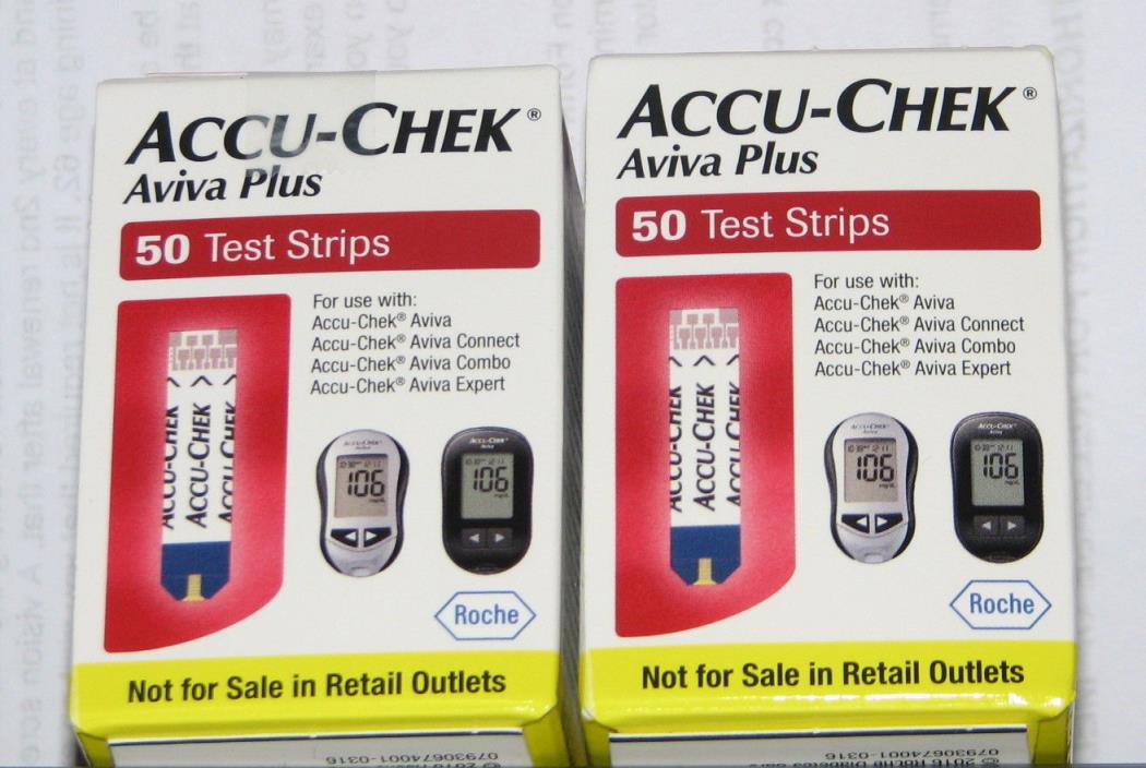 100 accu-chek aviva plus test strips, 2 Boxes of 50 Exp 1-31-2020 & 4-30-2020