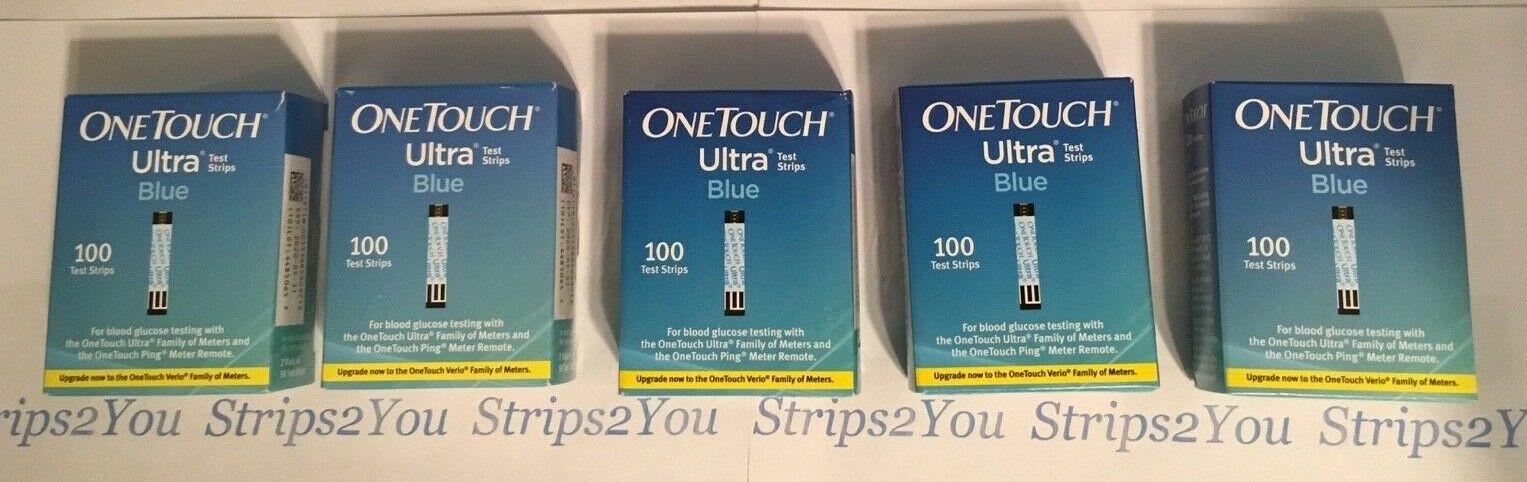 One Touch Ultra Blue Diabetic Test Strips #100, lot of 5 = 500 expire 1/20-5/20