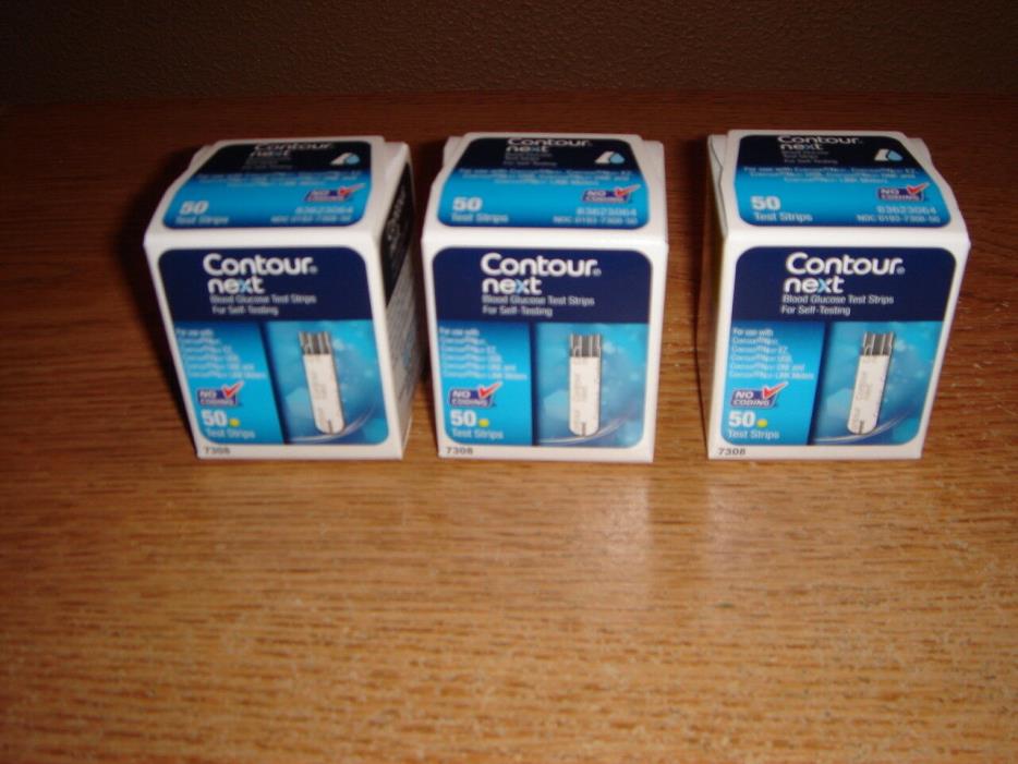 NEW Contour Next Blood Glucose 150 Test Strips (3 Boxes of 50)