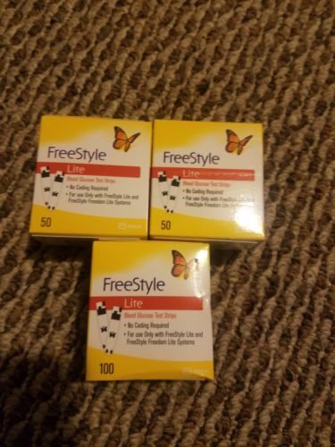 200 FreeStyle Lite Glucose Blood Test Strips exp. 6/20 7/20 9/20 retail 50 100