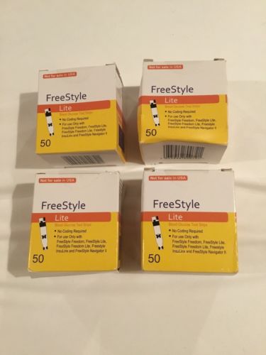 freestyle lite test strips 4 boxes of 50 exp. 2020