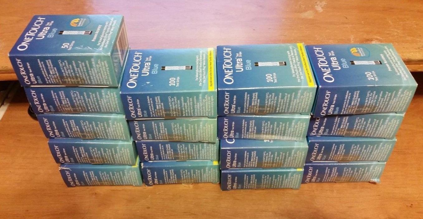 One Touch Ultra Blue Test Strips Lot of 1450 Strips 17 Boxes Blood Glucose Test