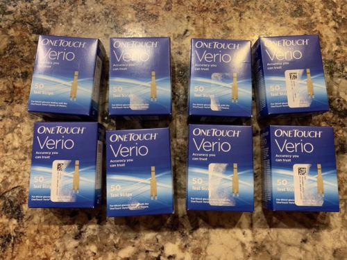 ONE TOUCH Verio Diabetic Test Strips Lot Of 8 Box 50ct Factory Sealed Exp05/2020