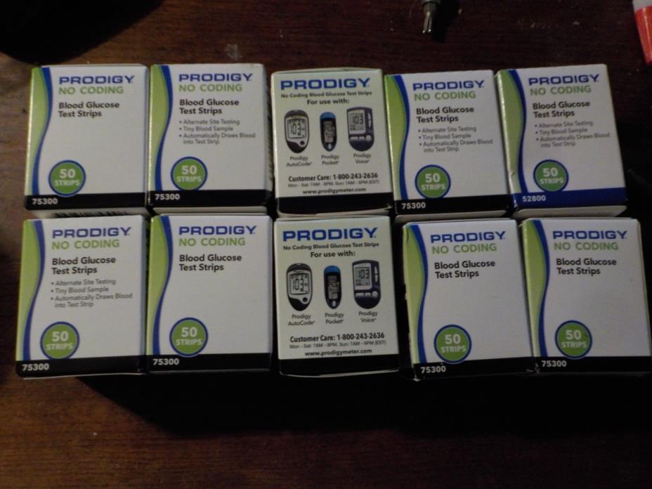 500 PRODIGY BLOOD GLUCOSE TEST STRIPS 10 boxes of 50