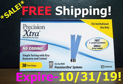50 Precision Xtra Diabetic Test Strips-(1 Box@50 Count)-Exp-10/31/19! **SALE**