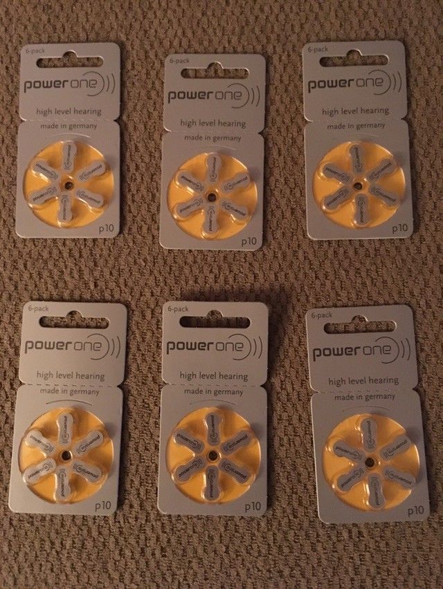 Lot of 6 PowerOne P10 Hearing Aid Batteries (36 Batteries) Expired 09/2015