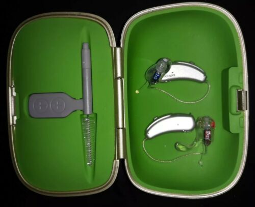(2) PHONAC V90 Hearing Aids (Used) With Carry Case And Batteries
