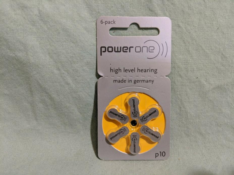 Battery 10 PowerOne 60ea/pkg p10 Zinc Air Hearing Aid Batteries Yellow Size 10