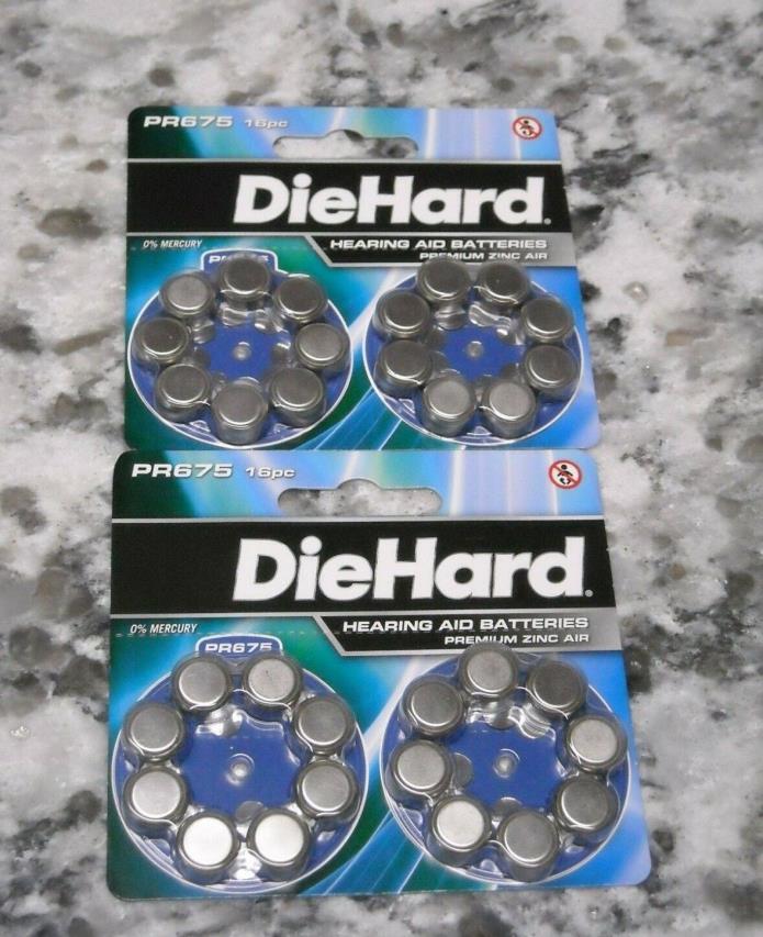 Lot of 2 packs of 16 PR675 Hearing Aid Batteries NEW
