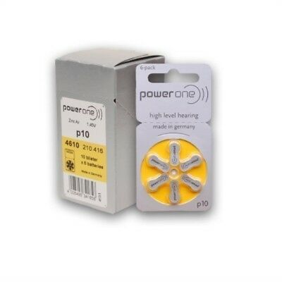 Battery 10 PowerOne (60ea/pkg) p10 Zinc Air Hearing Aid Batteries (Yellow) Size