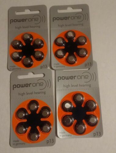 Power One Hearing Aid Batteries p13 Lot of 4 PACKS Total 24 BATTERIES NEW Assist