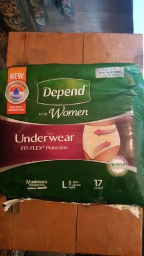 Depend FIT-FLEX Incontinence Underwear for Women Max Absorbency size LG 17 Count