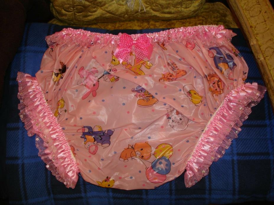 adult plastic pants pink nursery print custom desighed size large