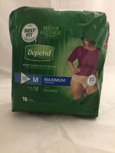 Depend for Women Underwear Fit-Flex 18 Count Size M New in Package