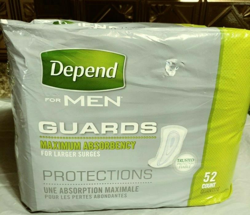 DEPEND for Men Guards Maximum Absorbency 52 Count NEW