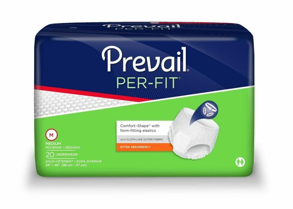 NEW! PREVAIL PER-FIT PULL ON ADULT UNDERWEAR MEDIUM HEAVY ABS PF-512 CASE OF 80