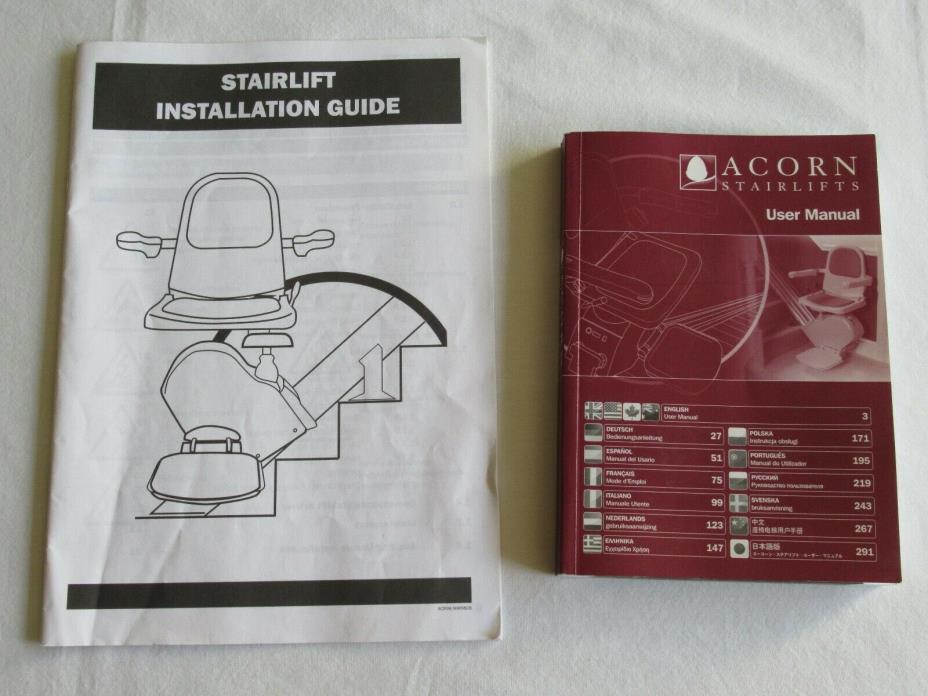 Acorn Superglide 120 Stair lift User Manual-multi Language + Installation Guide