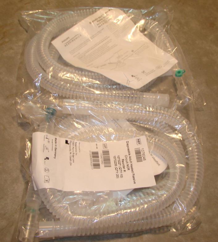 2 Unused, Unopened Disposable Adult Heated Passive Circuit - Respironics