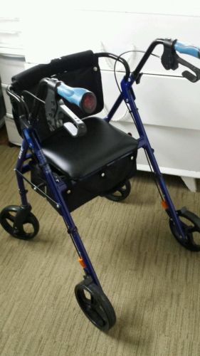 Hugo Elite Rollator Walker with Seat Backrest & Saddle Bag Blue 700-959 MINT! !