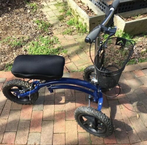 KneeRover All Terrain Knee Walker Scooter Blue w/ Vive Pad & Training Wheel