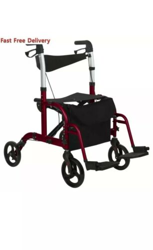Vive Rollator Walker with Seat - Wheelchair Transport Chair - 8 Inch Wheels...